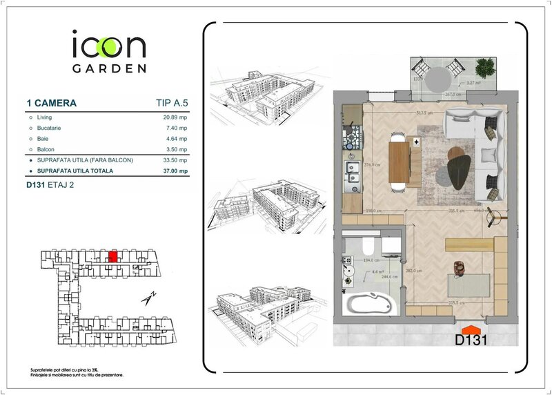 Icon Garden, Mosilor, Garsoniera, etaj 2, ansamblul nou, gata de mutare.